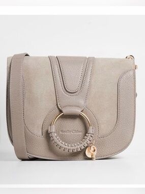 See By Chloe “Hana” Taupe Leather & Suede Crossbody Bag with Gold Hardware